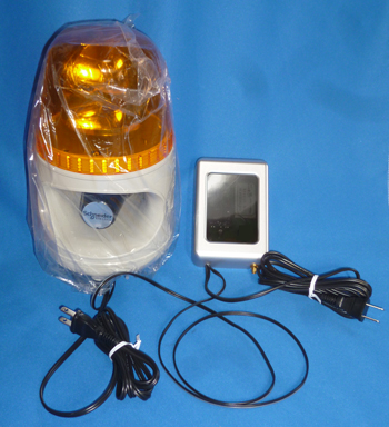 メロディアラーム電子音内蔵電球回転灯と受信機を接続した納品写真
